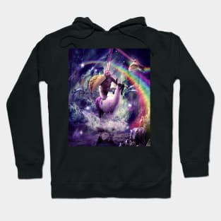 Rainbow Laser Sloth On Llama Unicorn Eating Taco Hoodie